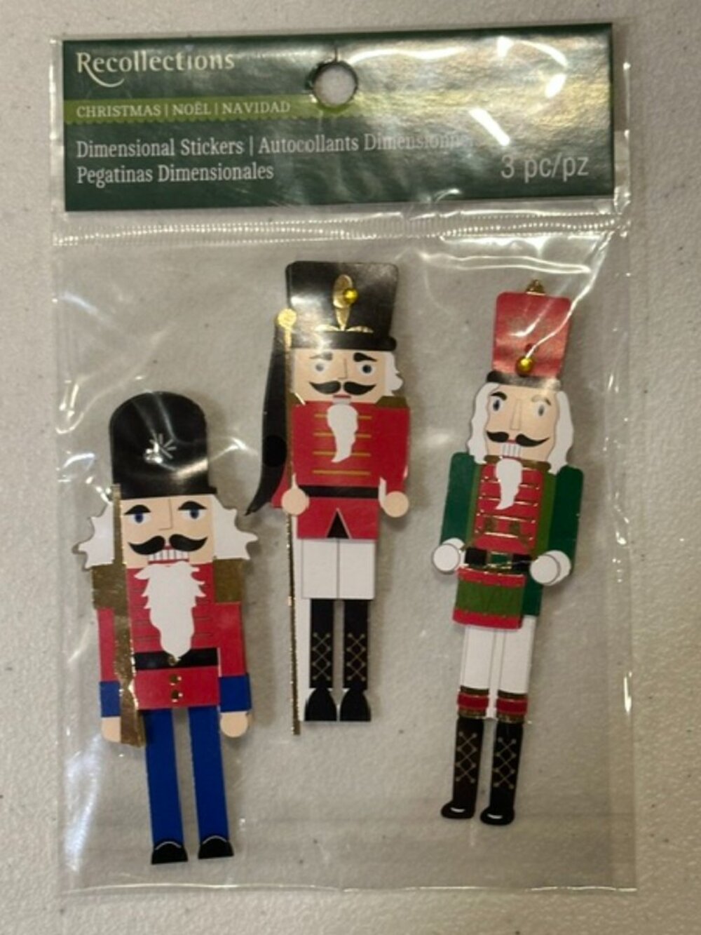 NEW Recollections Nutcracker Christmas Dimensional Stickers-3 pieces